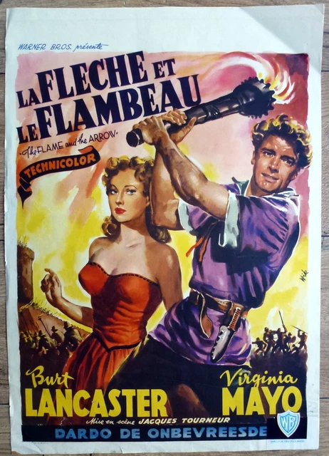 belgian poster western THE FLAME AND THE ARROW, BURT LANCASTER, VIRGINIA MAYO