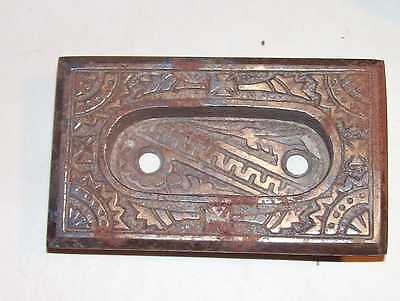 Antique Victorian Door Knob Key Plate Bronzed Cast Iron Fancy Eastlake Hardware 3