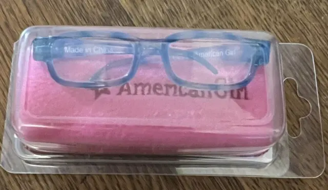 American Girl TURQUOISE BLUE GLASSES for 18" Dolls Accessory Eye Pink Case NIP