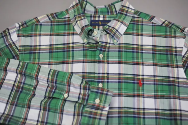 Polo Ralph Lauren Long Sleeve Oxford Button Front Shirt Green Plaid Men's XXL
