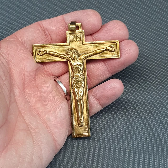 croix chrétienne laiton avec fusion de sarments de raisins | Pectoral crosses - Catholic supplies and religious items - Made in Italy