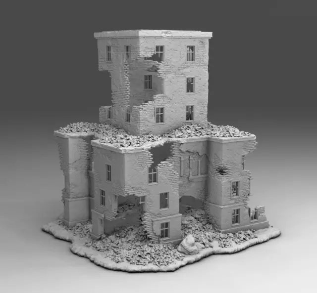 Impréssion 3D Décors WW2 Bâtiment en ruine 10