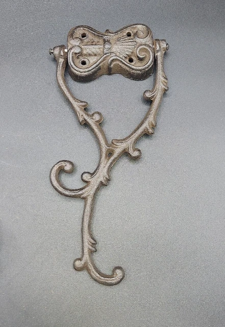 10"  Vintage WROUGHT IRON PLANT HANGER SIGN BRACKET METAL HOOK  lamp wall mount