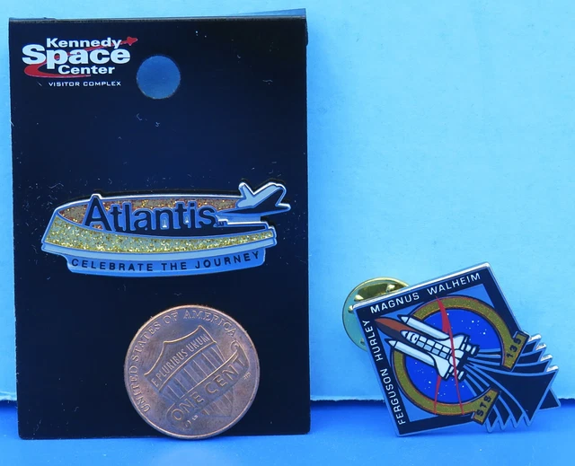 NASA PIN PAIR vtg STS-135 Space Shuttle ATLANTIS Final Shuttle Mission MOC
