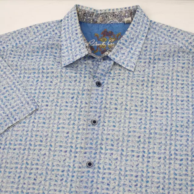 Robert Graham Shirt Mens 2XL Button Up Short Sleeve Classic Fit mirror Geometric