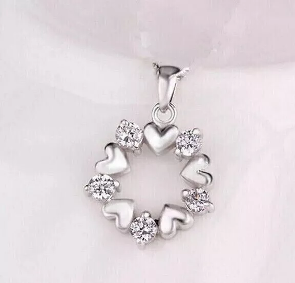 14k White Gold Plated 1.50Ct Round Cut Lab-Created Diamond Women Heart Pendant