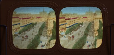 Paris Boulevard Saint-Michel Fotografie Handcolored Diorama Stereo Vintage 
