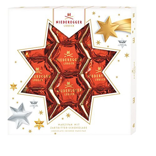 Lower Gger Marzipan Christmas Stars Tender Bitter Chocolate 125g