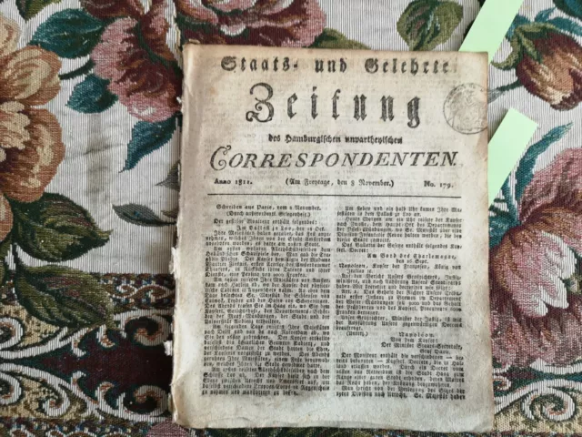 1811 Zeitung  Hamburg 179 Türkei Schlacht bei Russe Bulgarien Dessau Kühnau