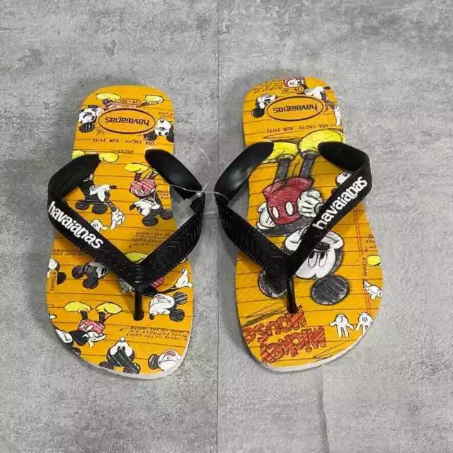 HAVAIANAS Kids White Mickey Mouse Disney Stylish Flip Flop Sandals SZ 13C/1Y