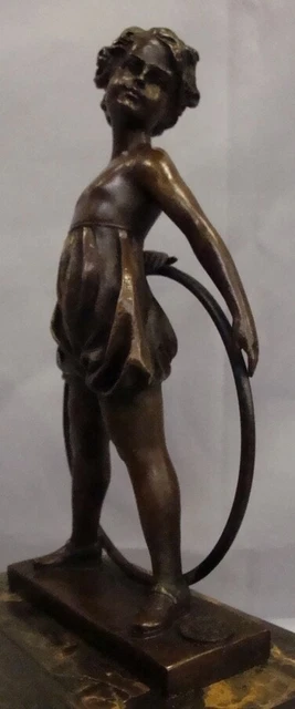 Estatua Hija Art Deco Estilo Art Nouveau Estilo Bronce sólido Firmado 2