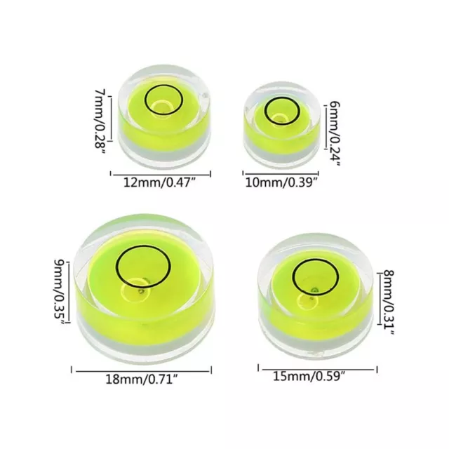 Lot de 5 niveaux de bulles circulaires Spirit Bullseye avec couleur liquide vert