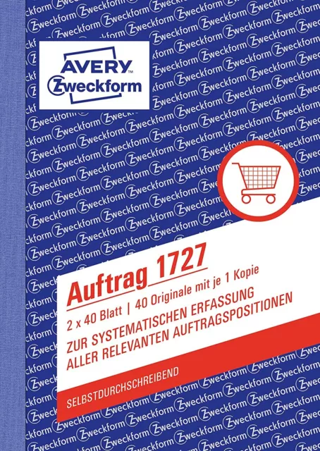 AVERY Zweckform 1727 Auftrag (A6, 2x40 Blatt, selbstdurchschreibend mit farbigem