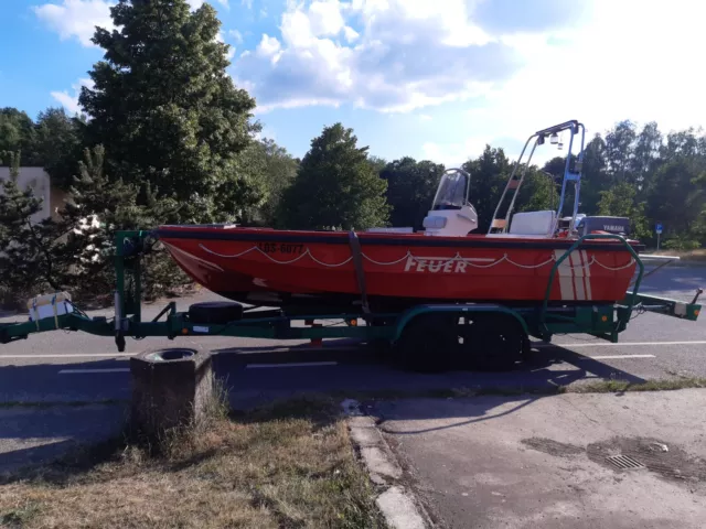 Boot Motorboot Rettungsboot Feuerwehrboot mit AB 90PS und Trailer 3