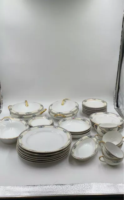Vintage Noritake White Ceramic Round Shape Dishes 42 Piece Serving Dinner Set