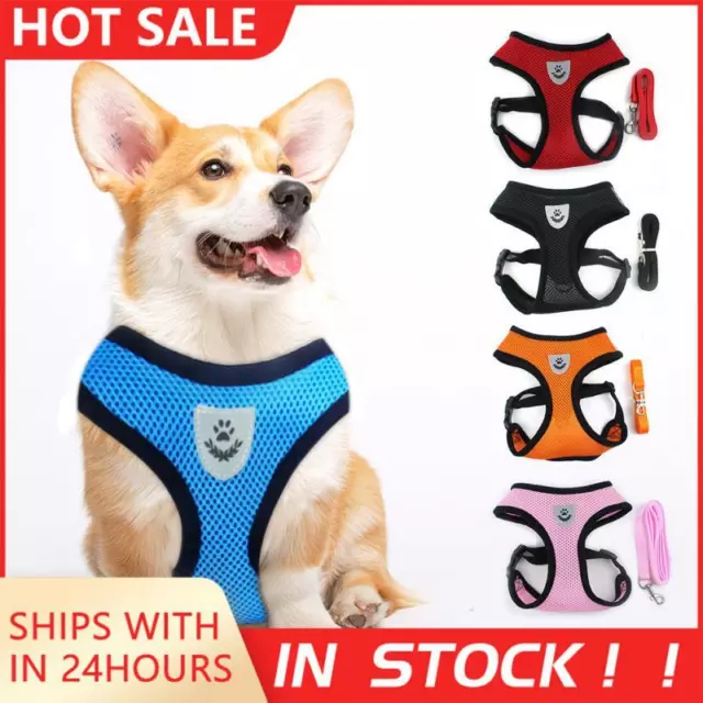 Puppy Dog Pet Harness Soft Mesh Fabric Adjustable Breathable with Clip