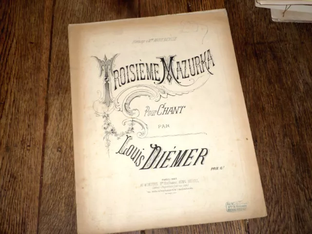 3ème mazurka pour chant partition piano chant 1885 Louis Diémer
