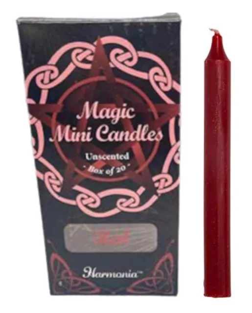 Red Mini Candles (5 Inches) Box of 20 by Harmonia - Spell Chime Candle 1/2" dia