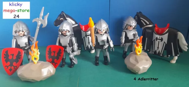 Playmobil Knights Set - 4 Eagle Knights with 2 Horses and Accessories