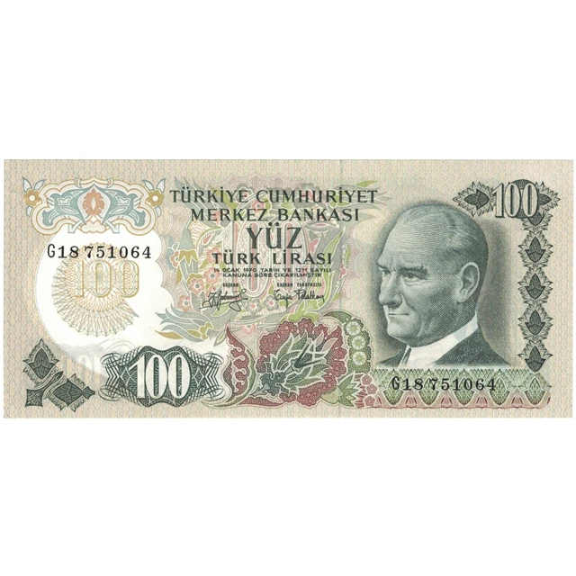 [#194263] Banknote, Turkey, 100 Lira, KM:189a, AU