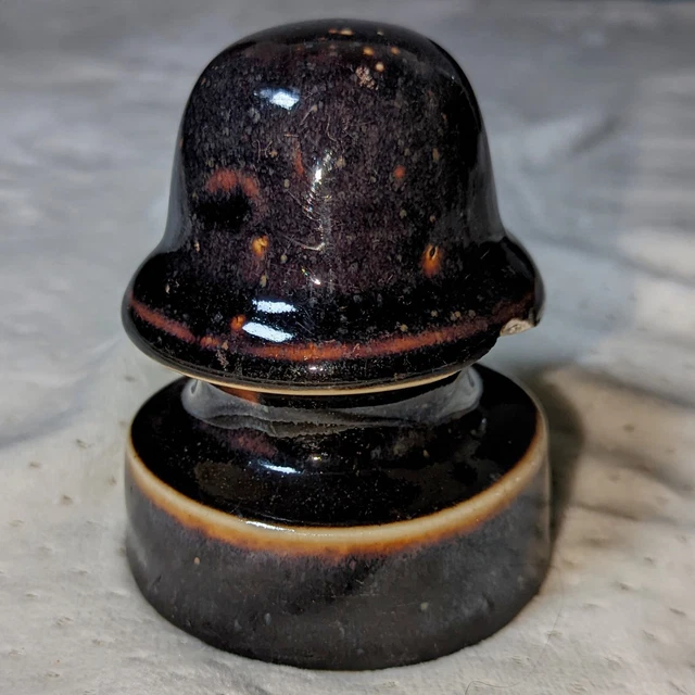 Vintage Brown Glazed Insulator Porcelain Ceramic Pottery  Electrical Telephone