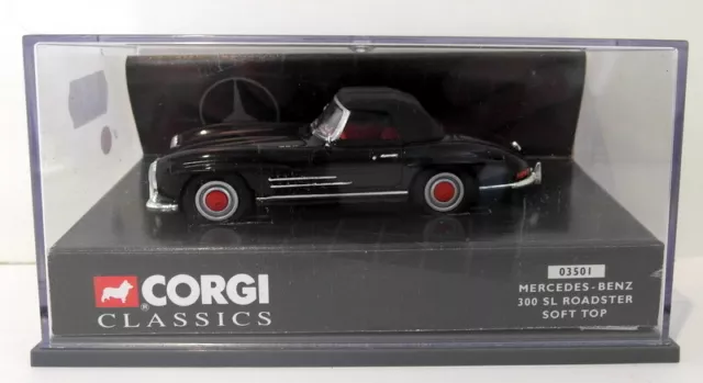 Corgi 1/43 Scale Diecast - 03501 Mercedes Benz 300 SL Roadster Black