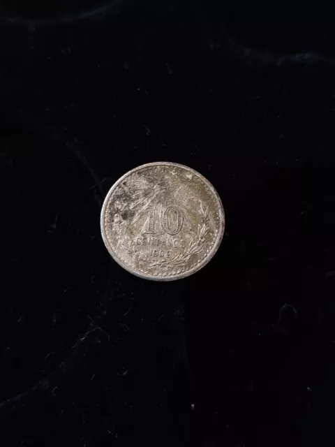 Monnaie, Mexique, 10 Centavos, 1909 Mexico City, TB+, Argent,