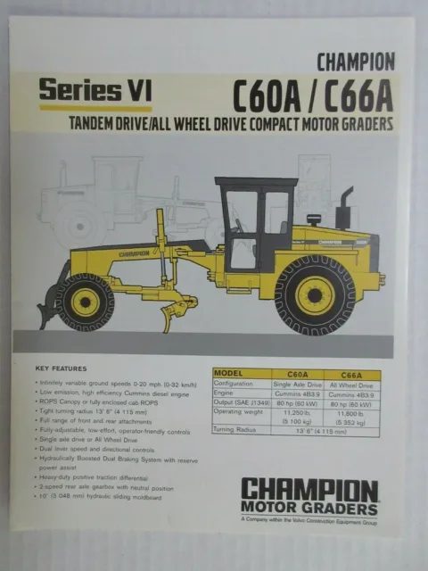 Champion C60A/C66A Series VI Motor Grader Color Literature