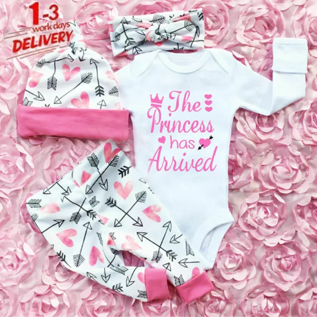 Newborn Baby Girl Boy Rainbow Romper Tops Jumpsuit Outfits Clothes Pants Hat