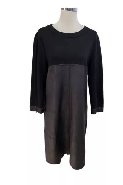 FRED SABATIER Black Contrast Jersey Stretch Shift Dress. Size M. GUC