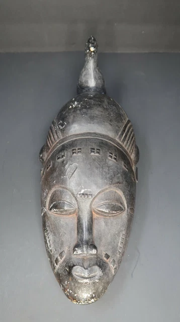 African Gabon Style Painted Ceramic Mask 13.5" x 6"