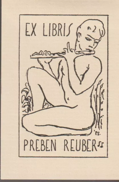 ex-libris nu feminin Preben Reuber par Paul Egeboek