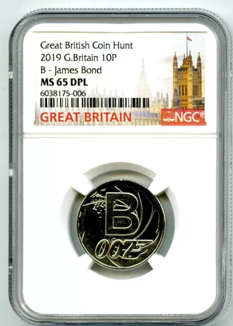 2019 10P Great Britain ' B '- James Bond 007 Ngc Ms65 Dpl British Coin Hunt Top3