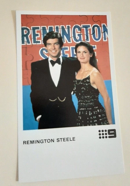 Pierce Brosnan Remington Steele TV Fan Card 1980s Stephanie Zimbalist