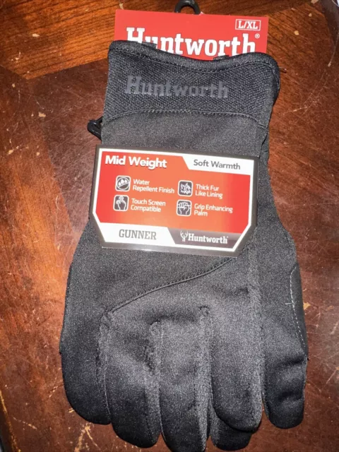 NEW: Huntworth Gunner Gloves Black L/XL Mid Weight Soft Warmth