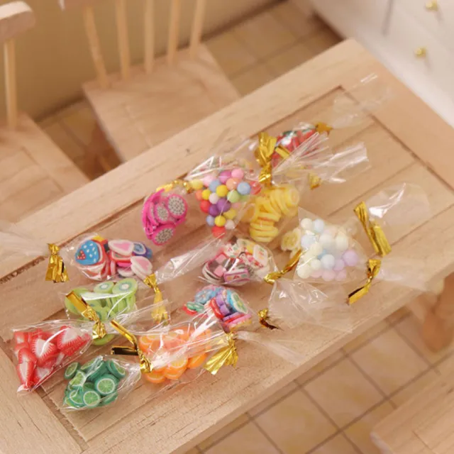 18 piezas Snacks Mini Comida Juguetes Fingir Jugar Cocina Bolsas en Miniatura Caramelos