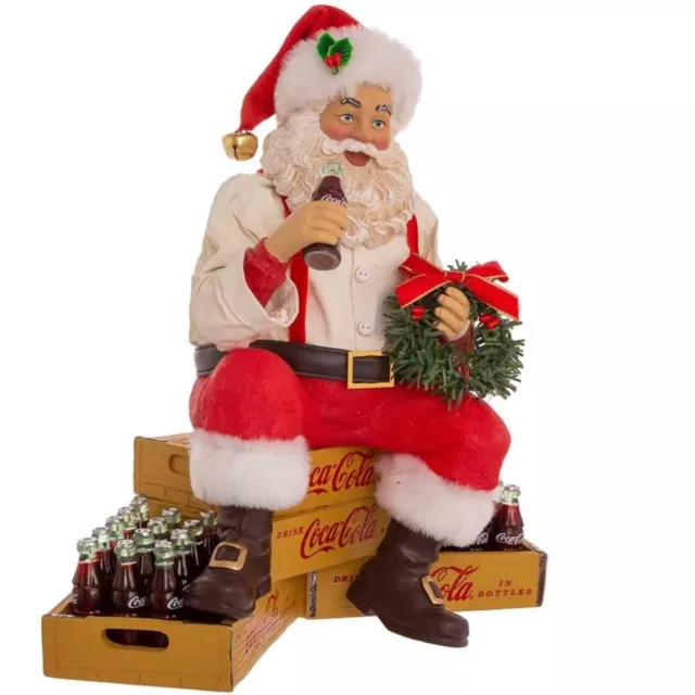 Coca Cola Fabriche Santa Sitting on Crates Figurine 9 Inch CC5212