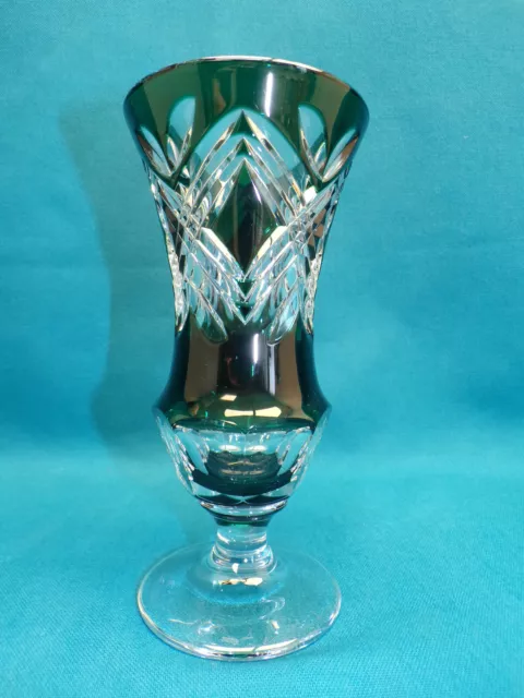 Val Saint Lambert Vase En Cristal Taillé Double Vert