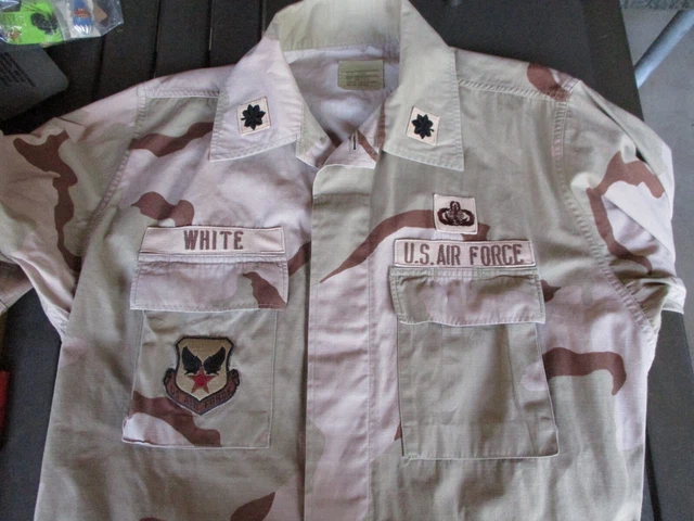 USAF Desert DCU Camouflage Combat Shirt, Coat with Theater Made Patches, MEDIUM