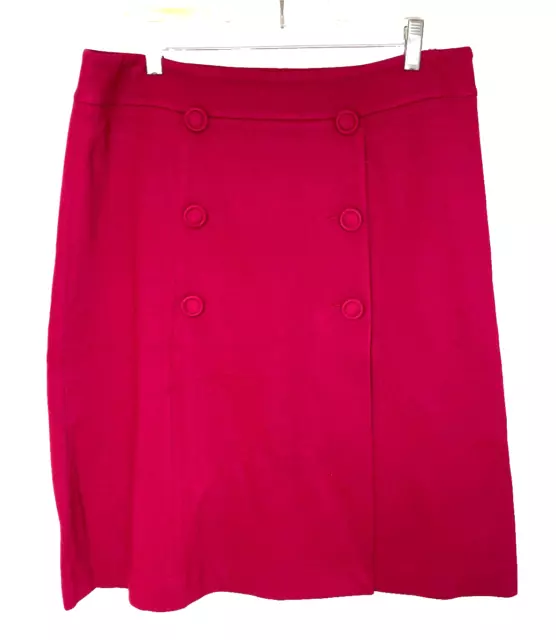 Talbots Women's Red Ponte Stretch Double Button Front Aline Skirt Size 10