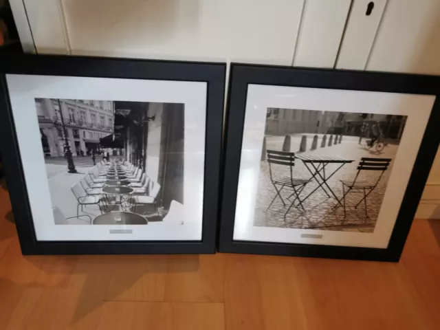 2x Bild Bilder Fotografie Schwarz weiß Frankreich Paris Stil 34x34cm Cafe Bistro