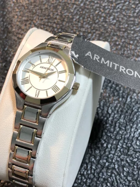 Armitron Women's Silver/Gold Tone Bracelet Watch Roman Numerals New Battery NWT