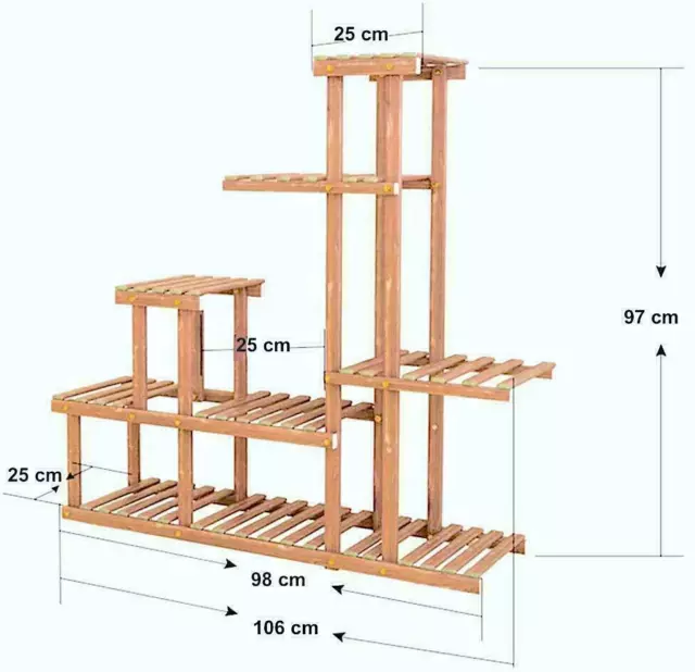 Fioriera Portavaso In Legno Scaffale Mensola Con Piu' Ripiani Giardino Casa