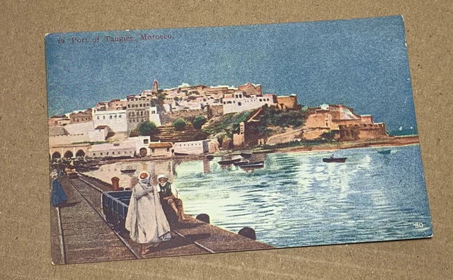 1910's Antique Postcard Port of Tangier Morocco
