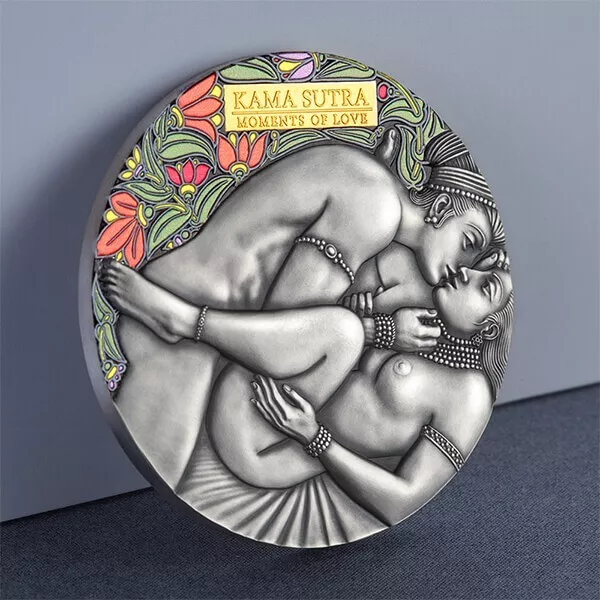 Kama Sutra IV Moments of Love 3 oz Antique finish Silver Coin CFA Cameroon 2022