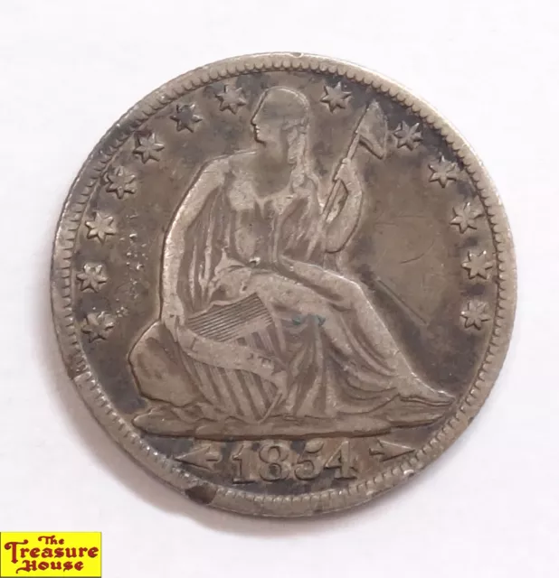 1854-O Seated Liberty HALF DOL. 50C Half Dollar USD 90% Silver Coin New Orleans