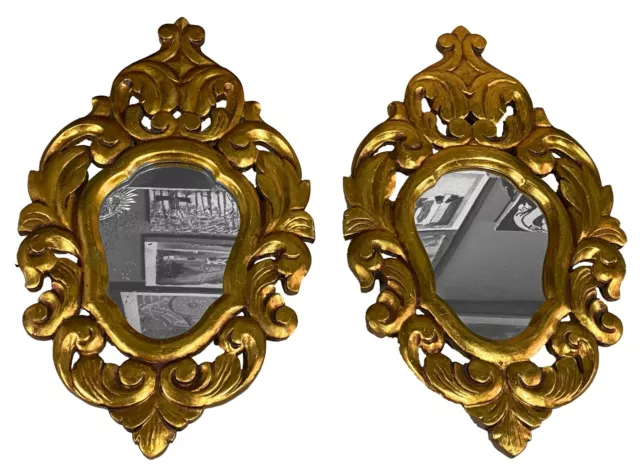 Antigua pareja de espejos, cornucopias de madera doradas al oro fino. S. XIX. 56