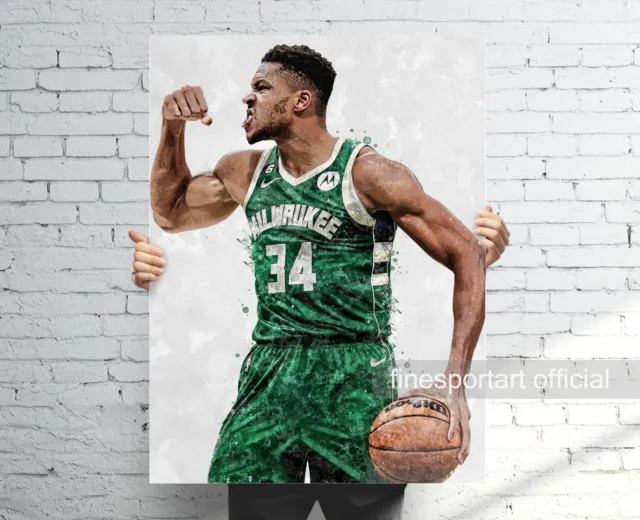 Giannis Antetokounmpo Milwaukee Bucks Poster, Canvas, Basketball print, wall art