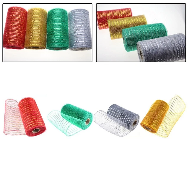 Lot De 3 Rouleaux De Ruban Maille Métallique Tanstic - 15,2 Cm X 9,1 M - Décoration Noël, Emballage Cadeaux