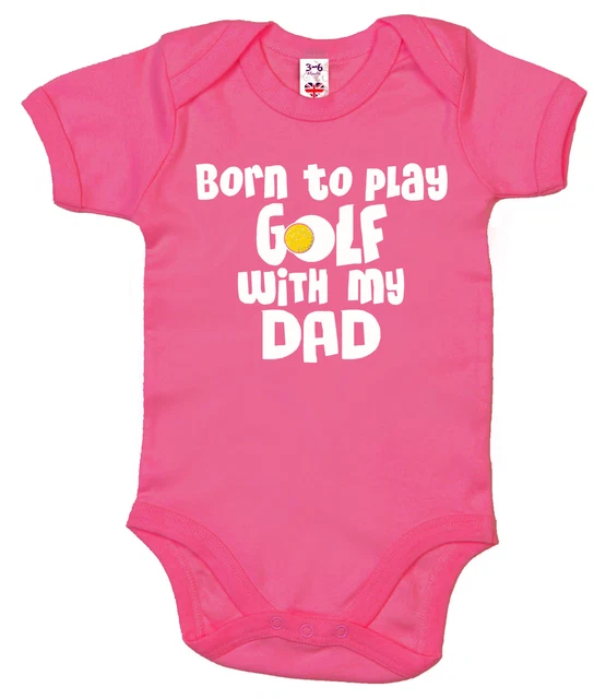 Funny Baby Bodysuit "Born to Play Golf with my Dad" Baby grow Vest Gift Clothes